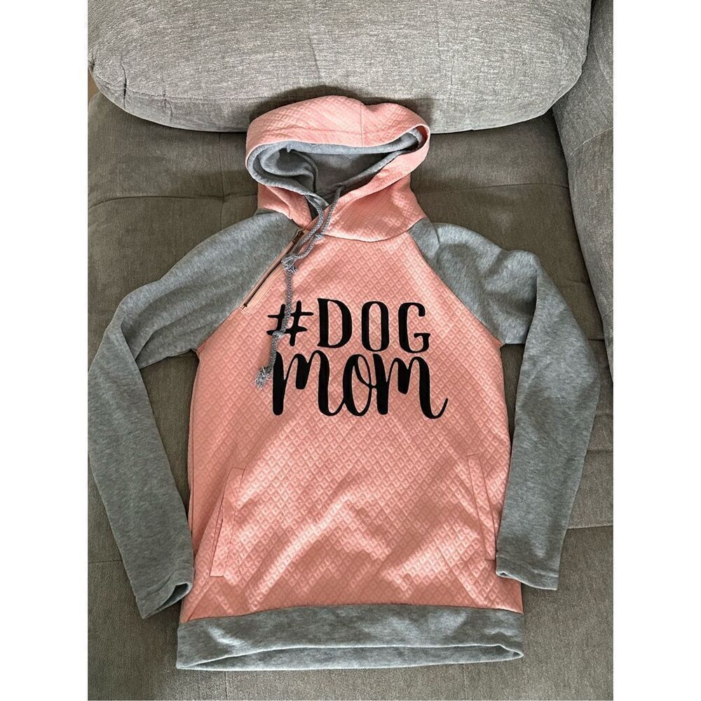 # DOG MOM HOODIE SWEATSHIRT faux quilted center sz small